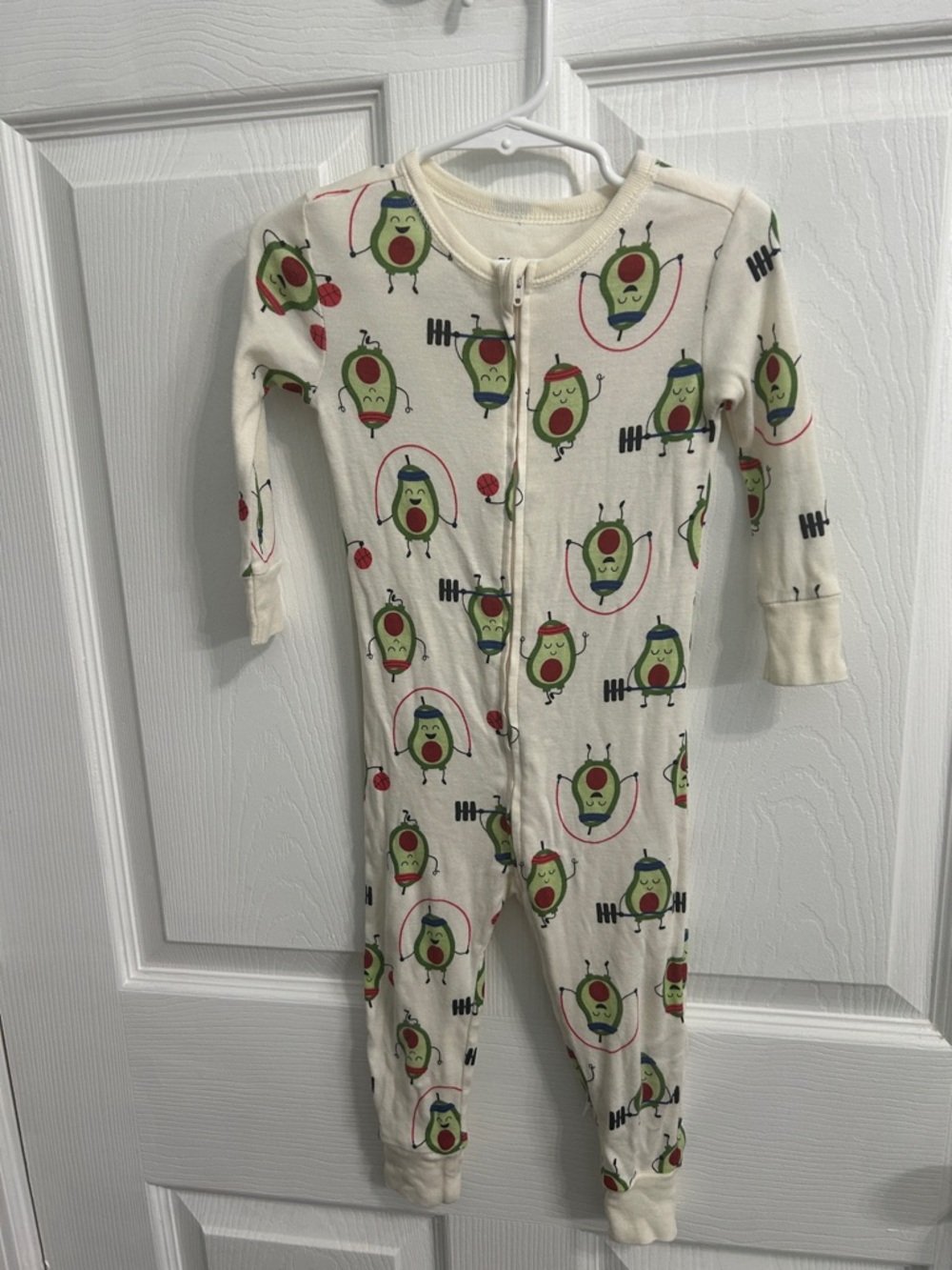 Old Navy Cream Avocado Print Zip-Up Pajamas